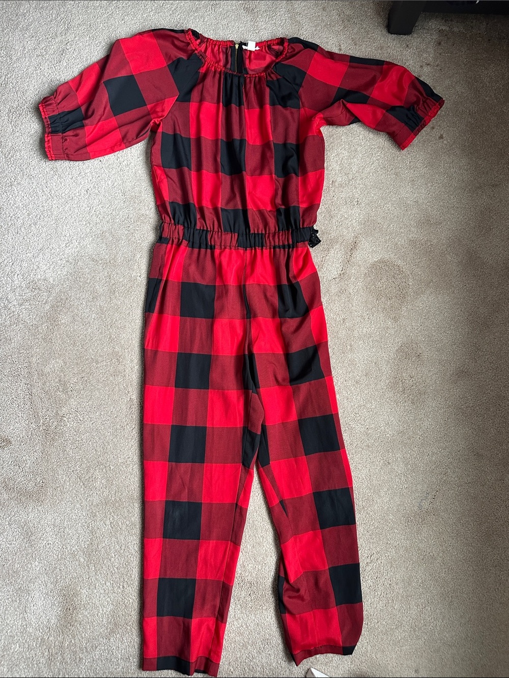 Kids (tween) Red & Black Buffalo Plaid Pajama Jumpsuit